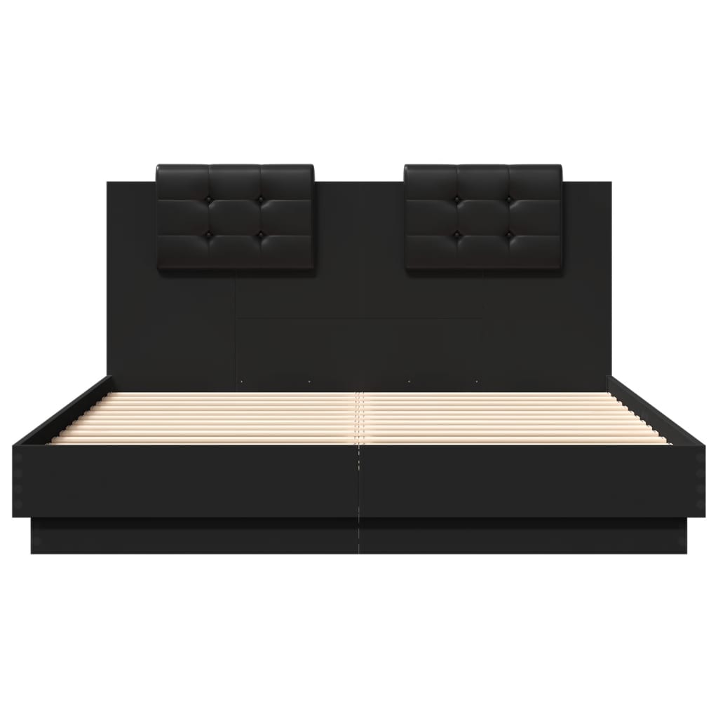 Bed frame with LED without mattress black 150x200 cm