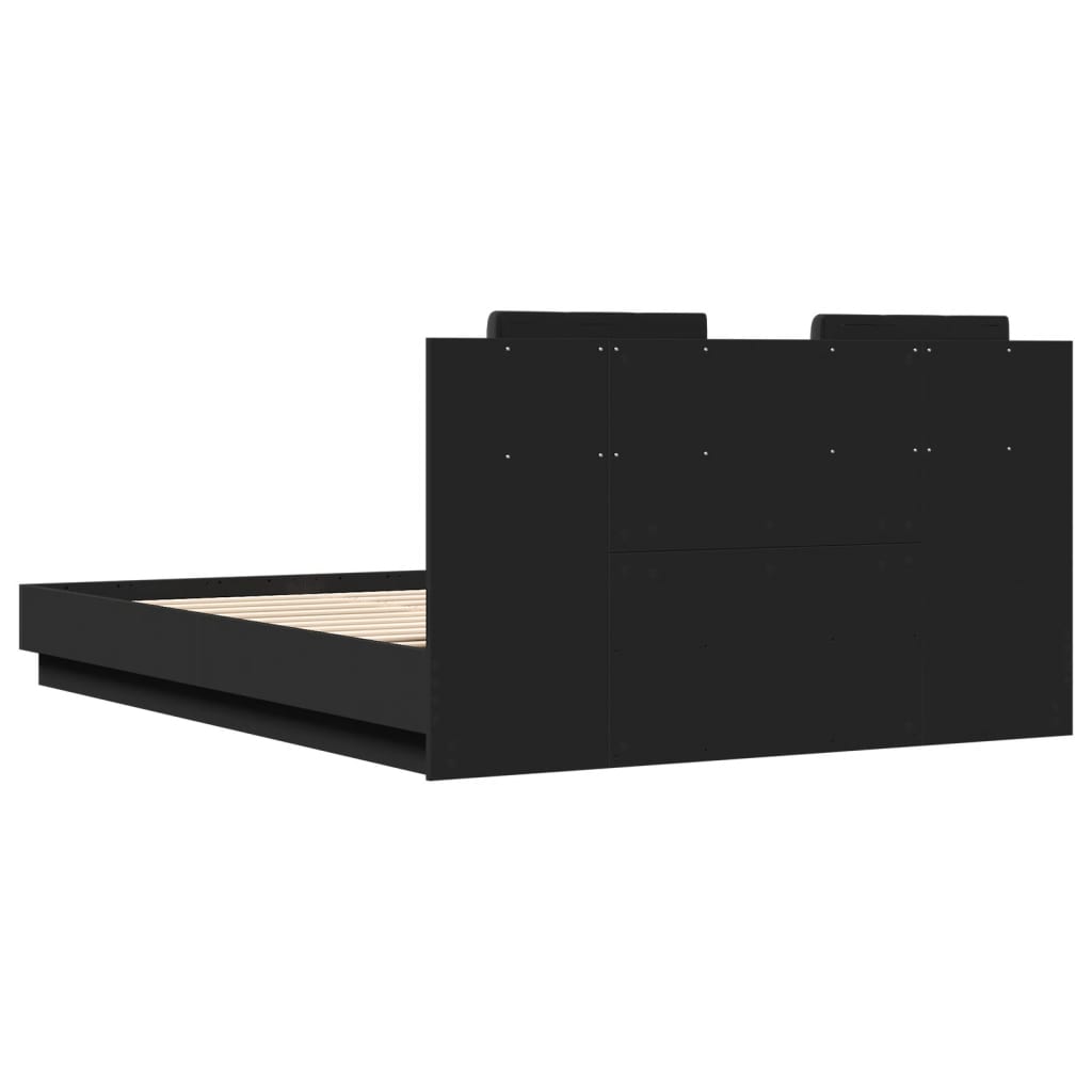 Cadre de lit avec LED sans matelas noir 150x200 cm