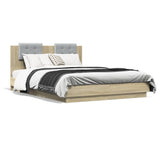 Cadre de lit avec LED sans matelas chêne sonoma 150x200 cm