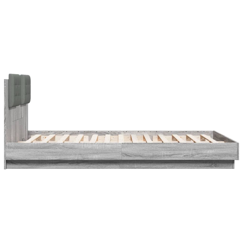 Cadre de lit avec LED sans matelas sonoma gris 150x200 cm