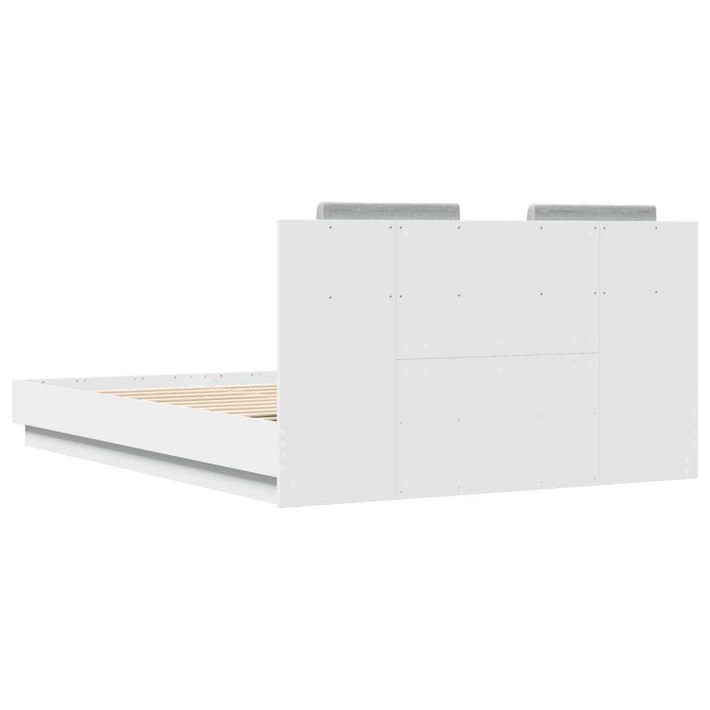 Cadre de lit avec LED sans matelas blanc 140x200 cm