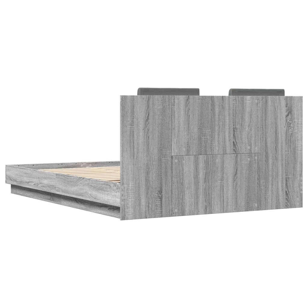 Cadre de lit avec LED sans matelas sonoma gris 140x200 cm