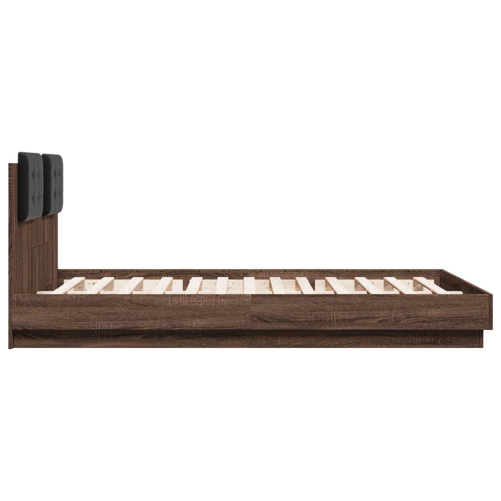 Cadre de lit avec LED sans matelas chêne marron 120x200 cm