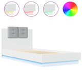 Cadre de lit avec LED sans matelas blanc 100x200 cm