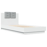 Cadre de lit avec LED sans matelas blanc 100x200 cm