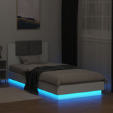 Cadre de lit avec LED sans matelas blanc 100x200 cm