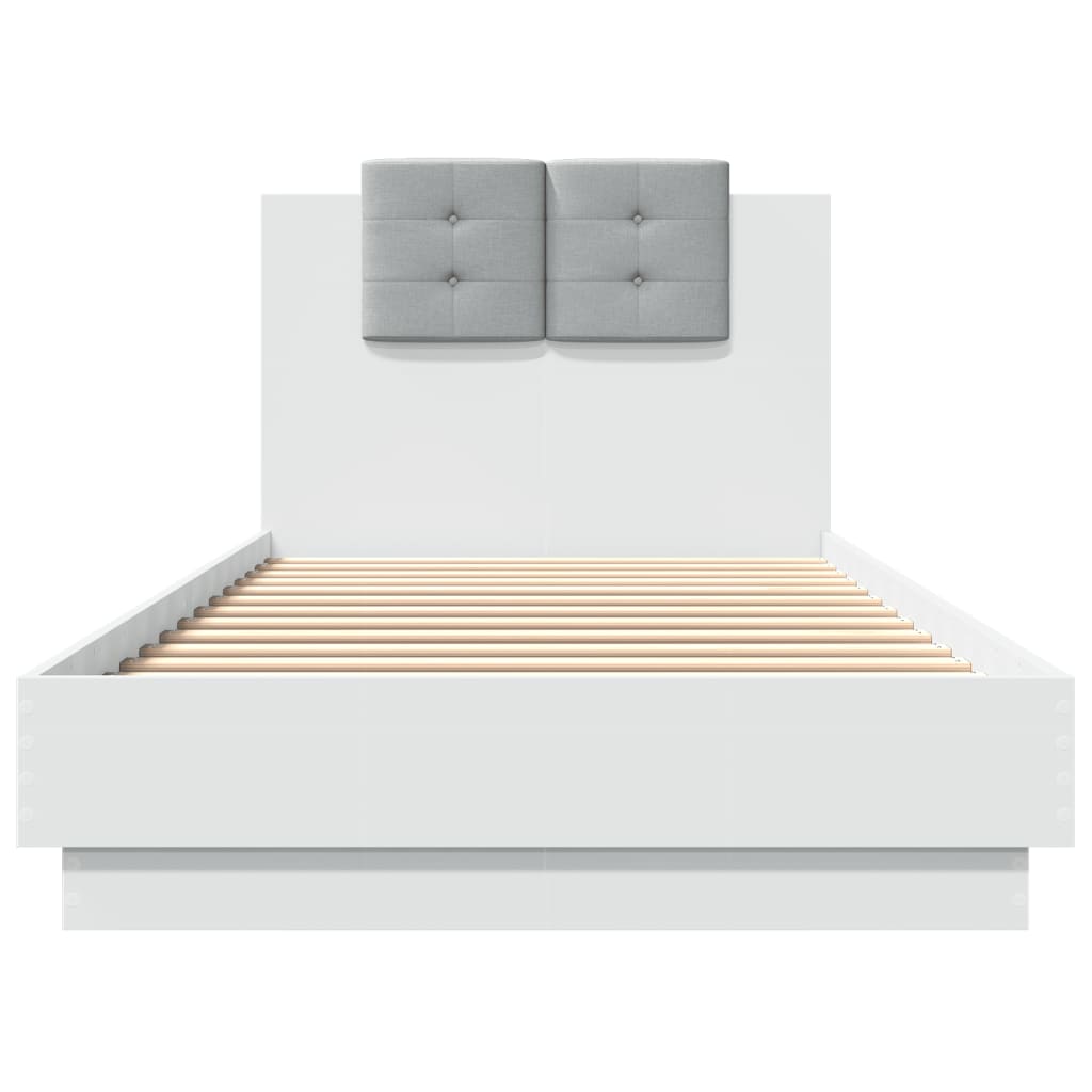 Cadre de lit avec LED sans matelas blanc 100x200 cm