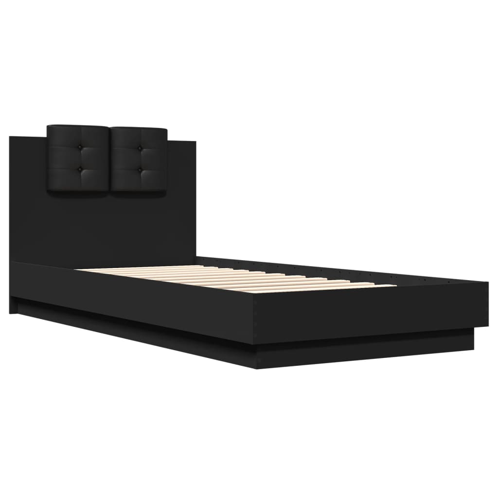 Cadre de lit avec LED sans matelas noir 100x200 cm