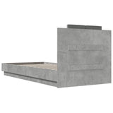 Cadre de lit avec LED sans matelas gris béton 100x200 cm