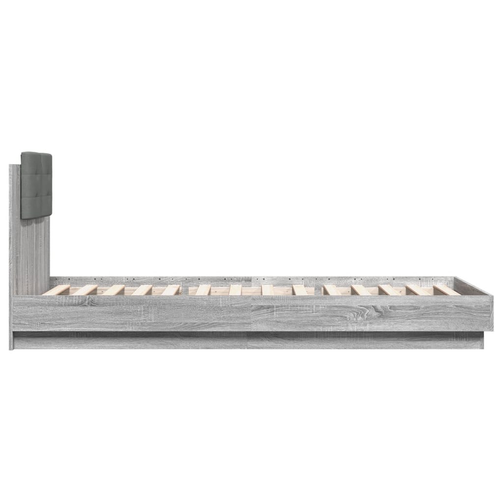 Cadre de lit avec LED sans matelas sonoma gris 100x200 cm