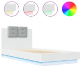 Cadre de lit avec LED sans matelas blanc 90x200 cm