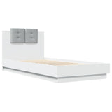 Cadre de lit avec LED sans matelas blanc 90x200 cm