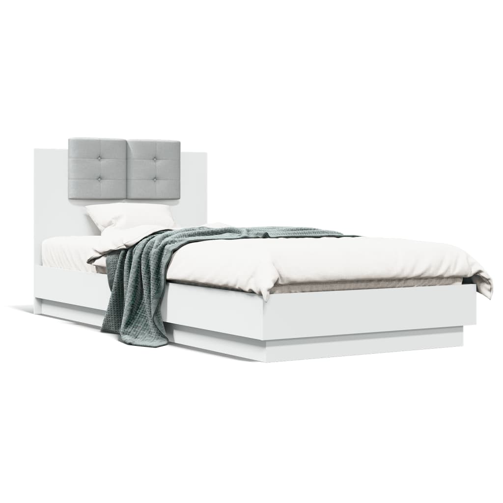 Cadre de lit avec LED sans matelas blanc 90x200 cm