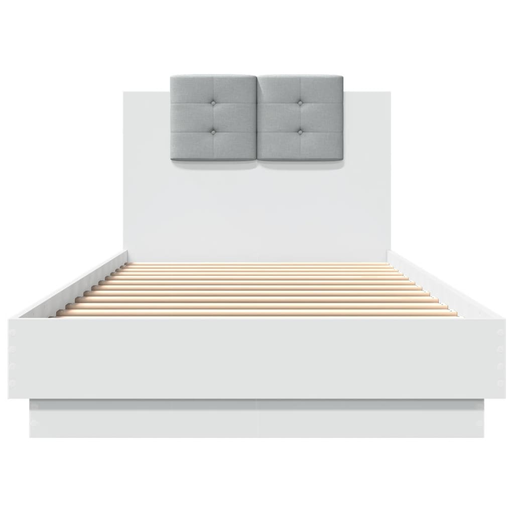 Cadre de lit avec LED sans matelas blanc 90x200 cm