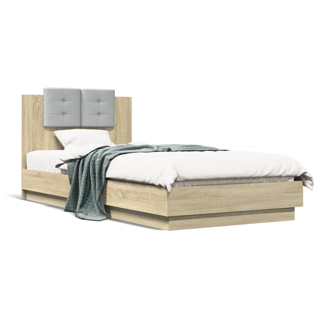 Cadre de lit avec LED sans matelas chêne sonoma 90x200 cm