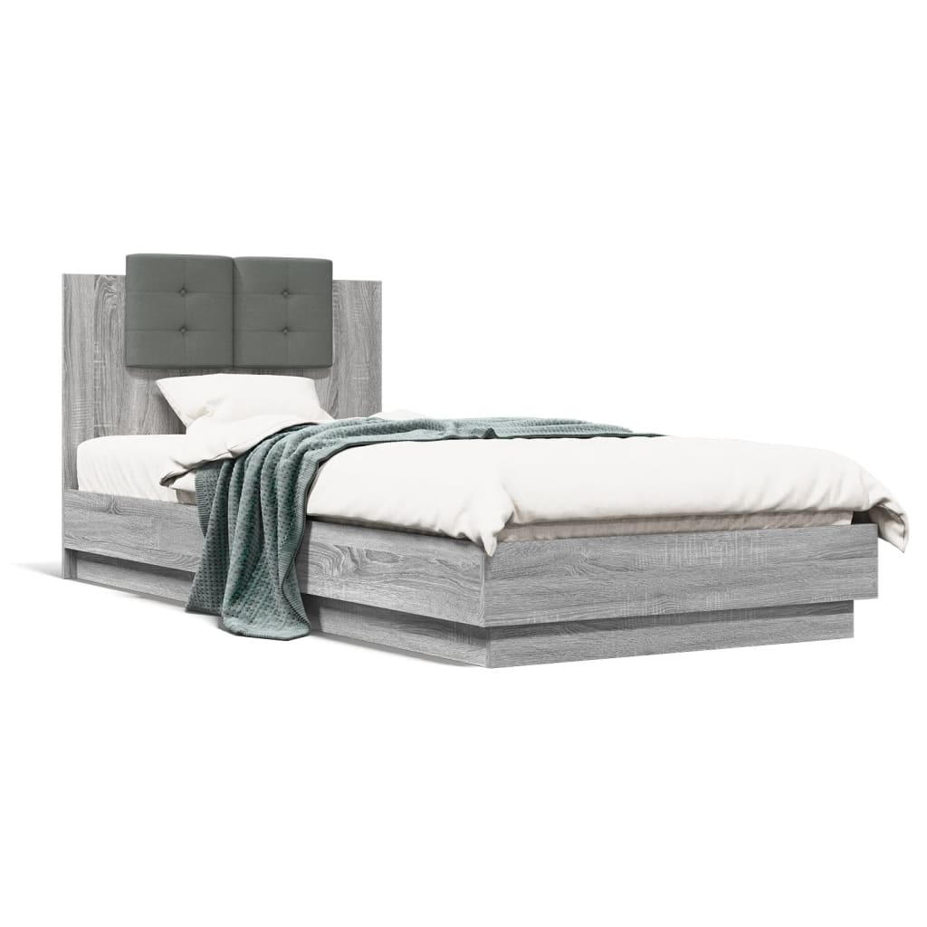 Cadre de lit avec LED sans matelas sonoma gris 90x200 cm