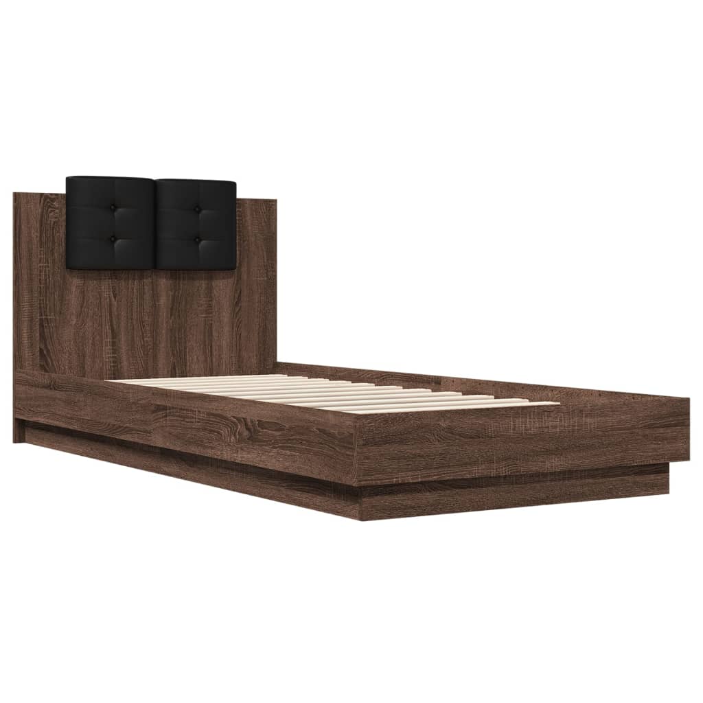 Cadre de lit avec LED sans matelas chêne marron 90x200 cm