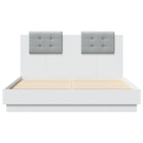 Bed frame with LED without mattress white 140x190 cm