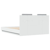 Bed frame with LED without mattress white 140x190 cm