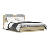 Cadre de lit avec LED sans matelas chêne sonoma 140x190 cm