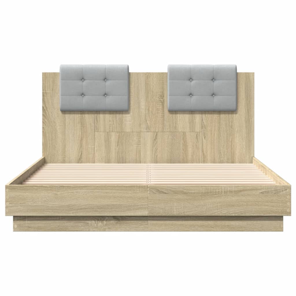 Cadre de lit avec LED sans matelas chêne sonoma 140x190 cm