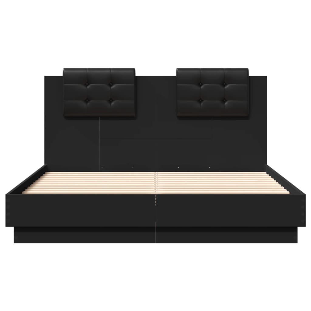 Cadre de lit avec LED sans matelas noir 135x190 cm