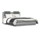 Cadre de lit avec LED sans matelas sonoma gris 135x190 cm