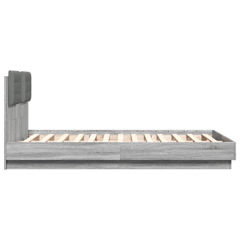 Cadre de lit avec LED sans matelas sonoma gris 135x190 cm