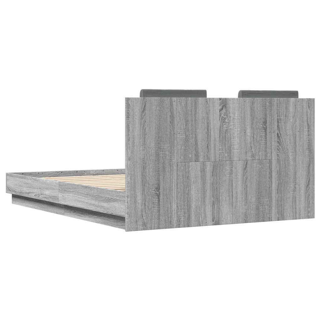 Cadre de lit avec LED sans matelas sonoma gris 135x190 cm