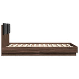 Cadre de lit avec LED sans matelas chêne marron 135x190 cm