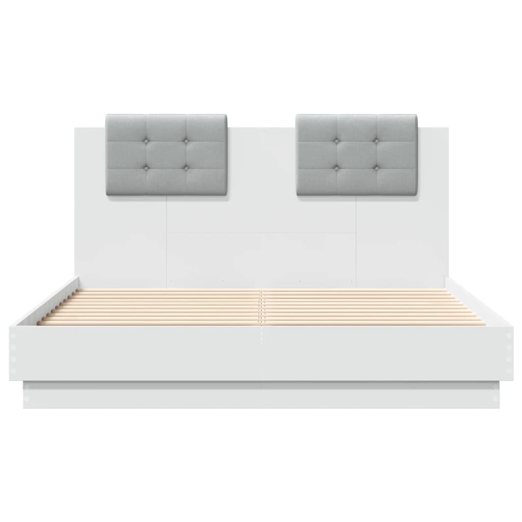 Cadre de lit avec LED sans matelas blanc 120x190 cm