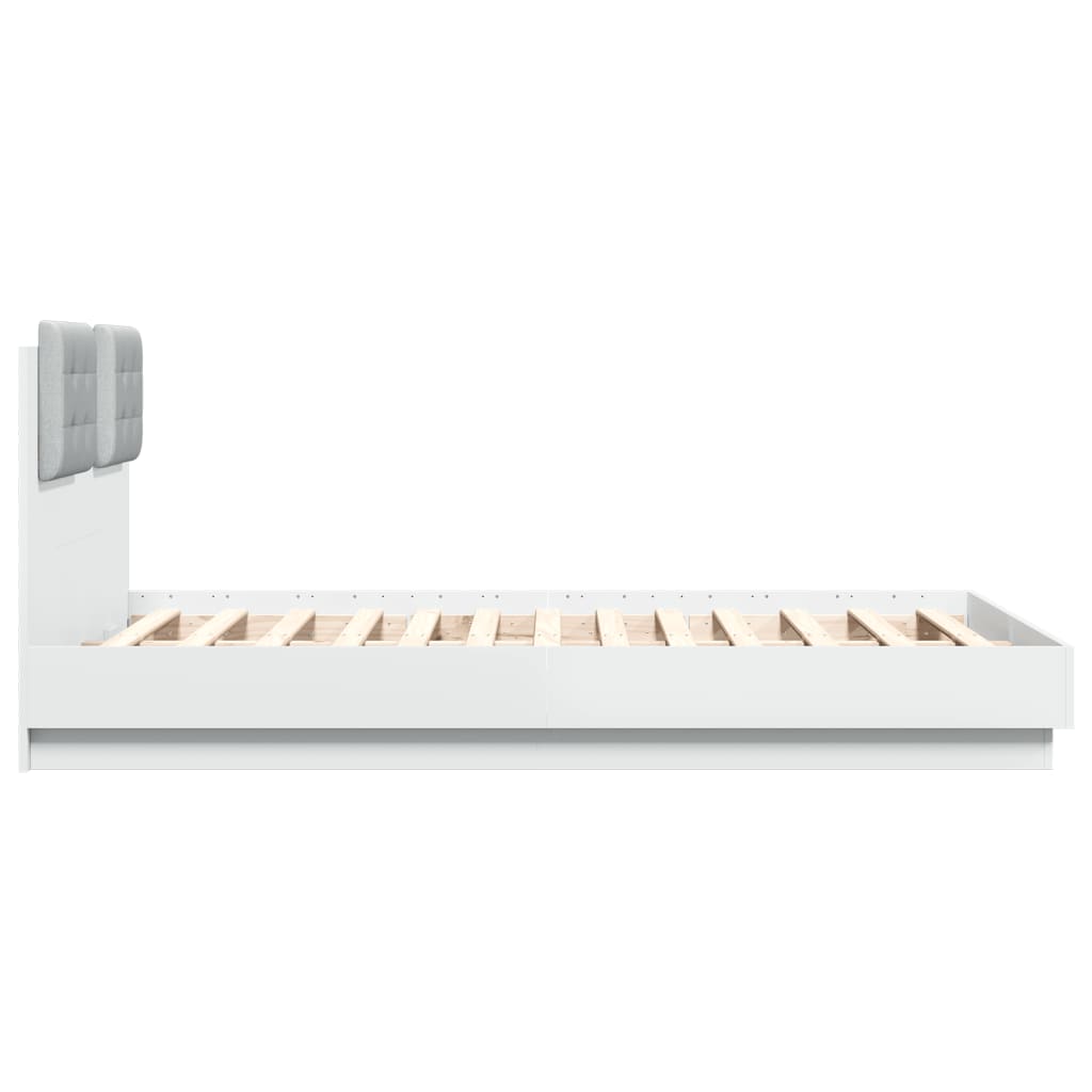 Cadre de lit avec LED sans matelas blanc 120x190 cm