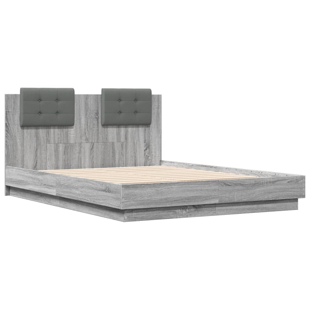 Cadre de lit avec LED sans matelas sonoma gris 120x190 cm