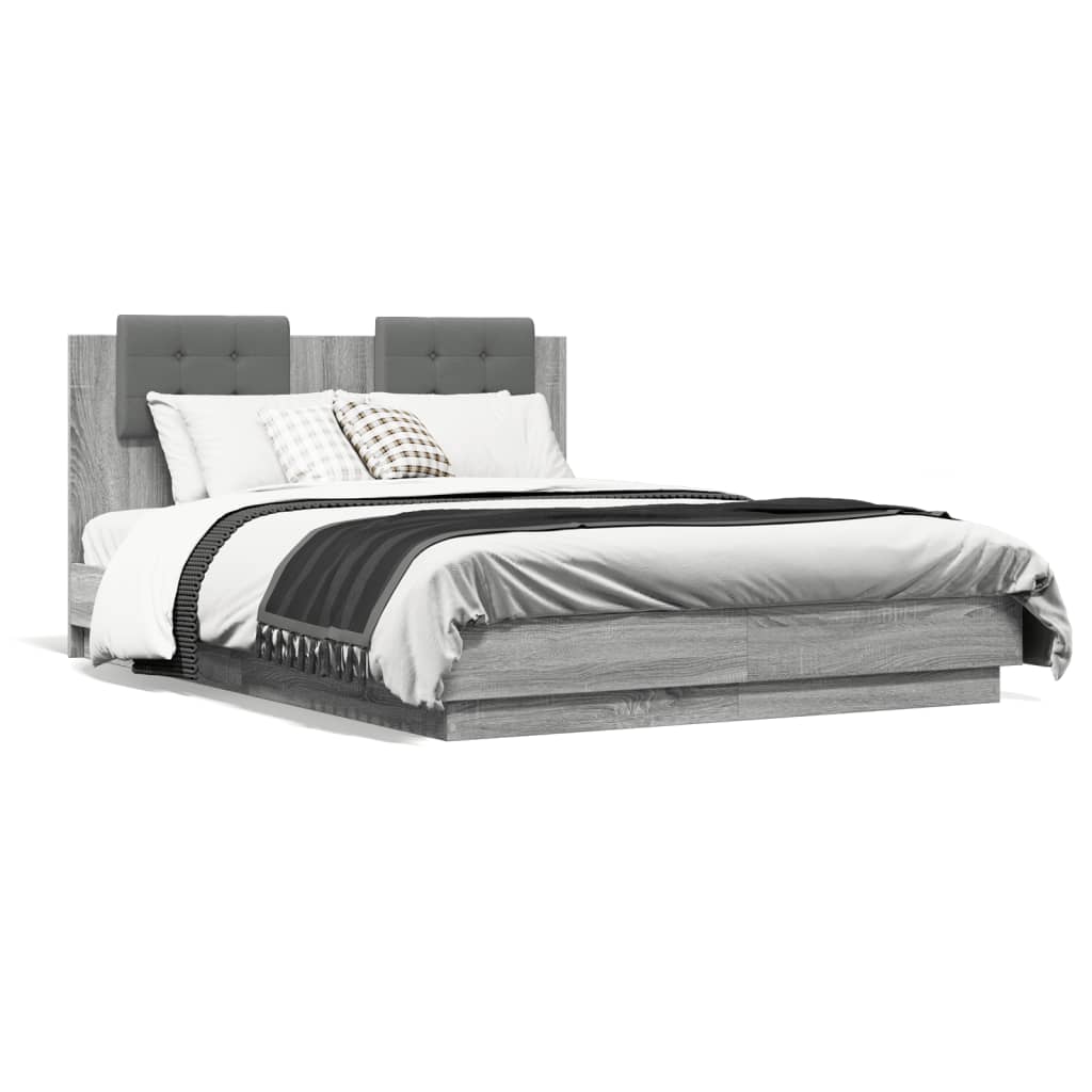 Cadre de lit avec LED sans matelas sonoma gris 120x190 cm