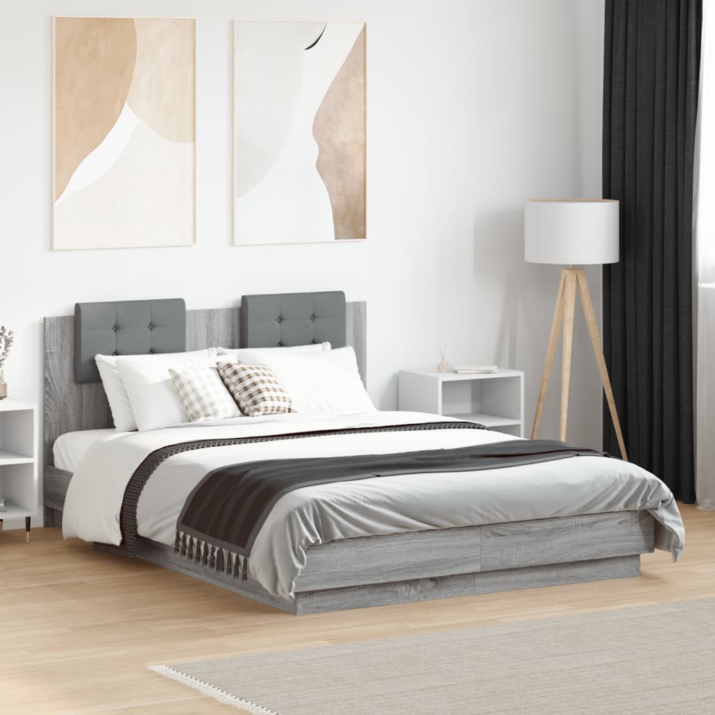 Cadre de lit avec LED sans matelas sonoma gris 120x190 cm