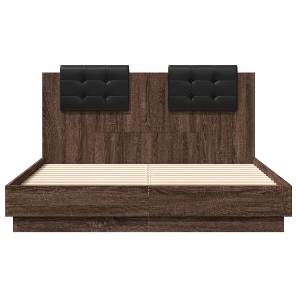 Cadre de lit avec LED sans matelas chêne marron 120x190 cm