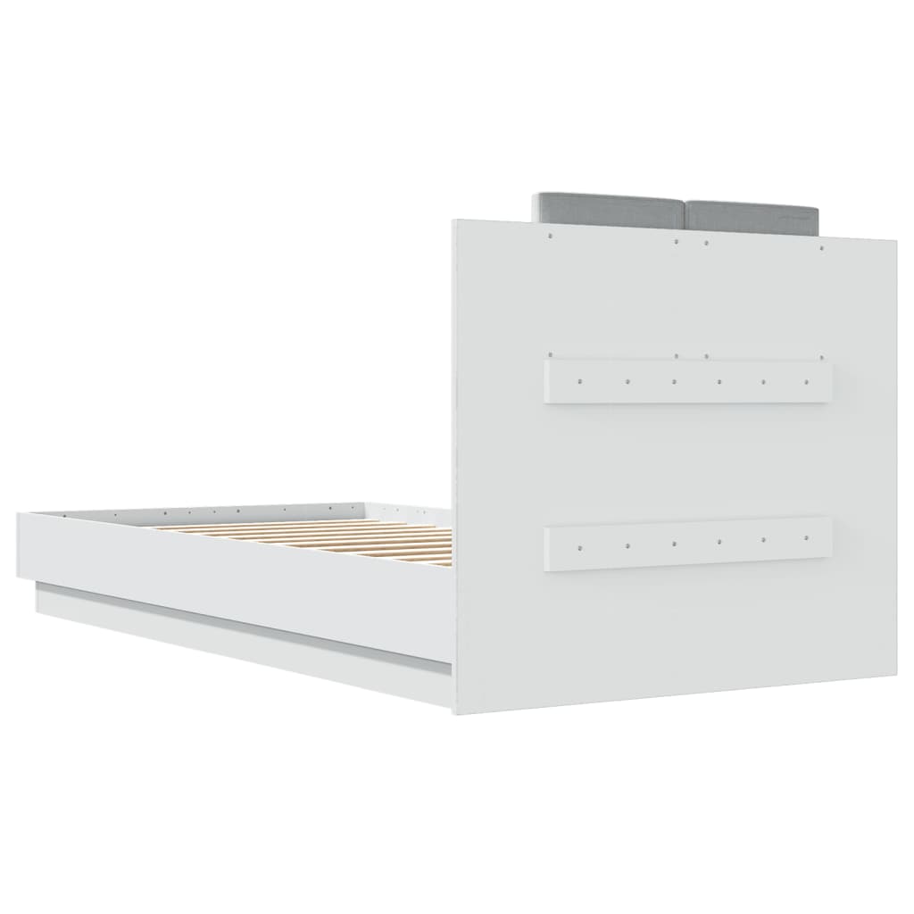 Cadre de lit avec LED sans matelas blanc 90x190 cm