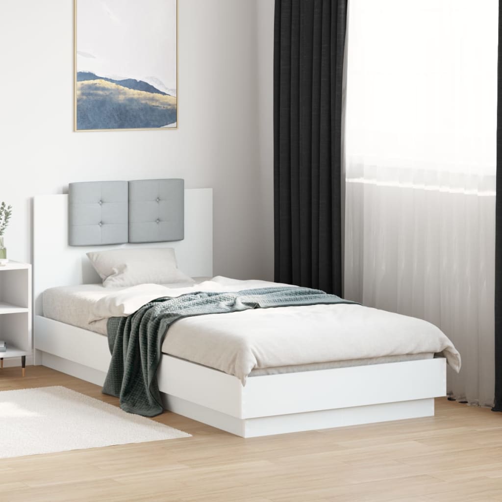 Cadre de lit avec LED sans matelas blanc 90x190 cm