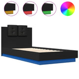 Cadre de lit avec LED sans matelas noir 90x190 cm