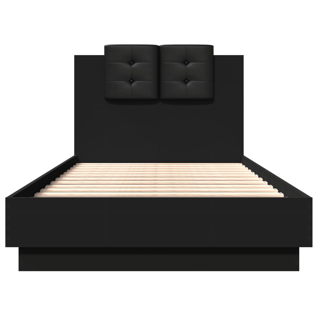 Cadre de lit avec LED sans matelas noir 90x190 cm