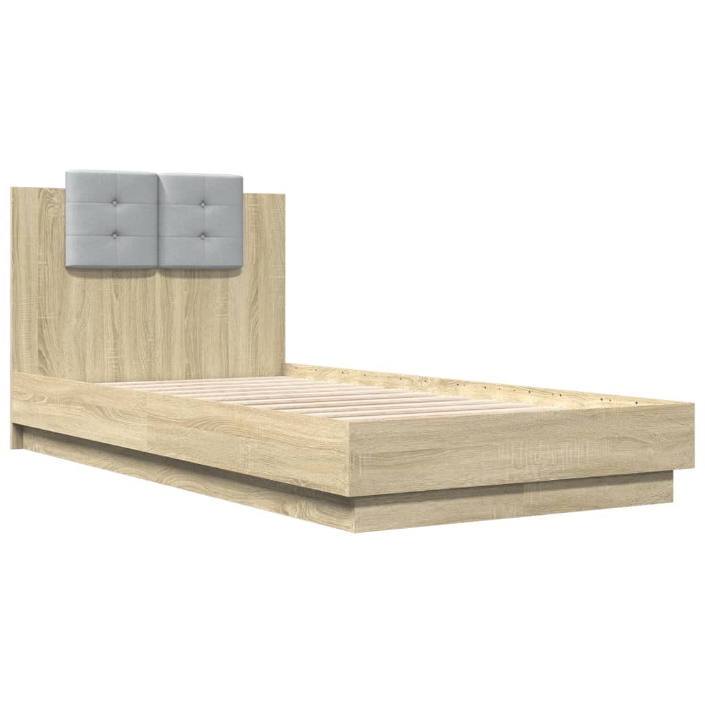 Cadre de lit avec LED sans matelas chêne sonoma 90x190 cm