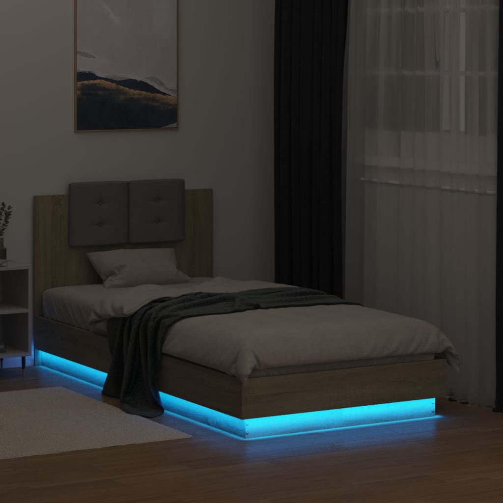 Cadre de lit avec LED sans matelas chêne sonoma 90x190 cm