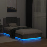 Cadre de lit avec LED sans matelas gris béton 90x190 cm