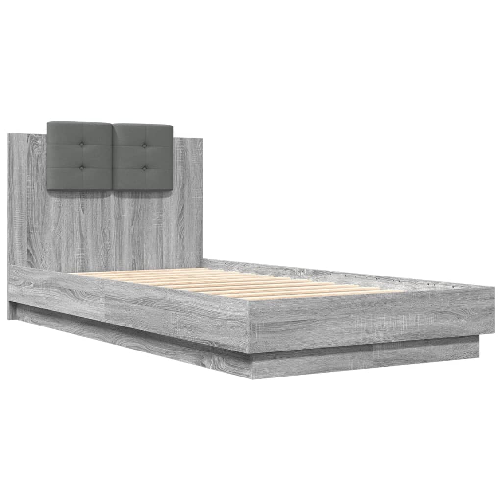 Cadre de lit avec LED sans matelas sonoma gris 90x190 cm