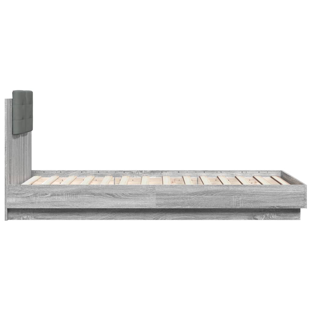 Cadre de lit avec LED sans matelas sonoma gris 90x190 cm