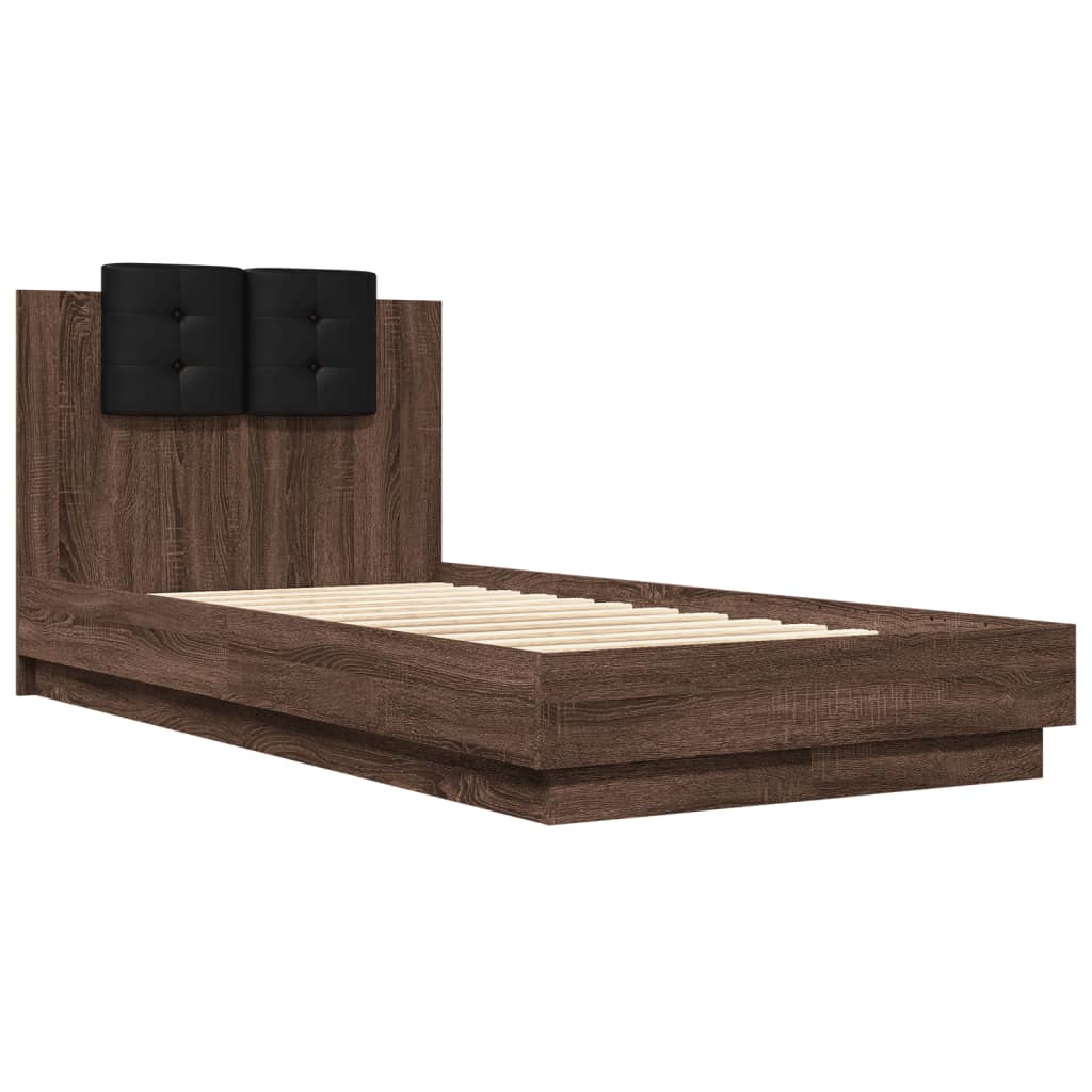 Cadre de lit avec LED sans matelas chêne marron 90x190 cm