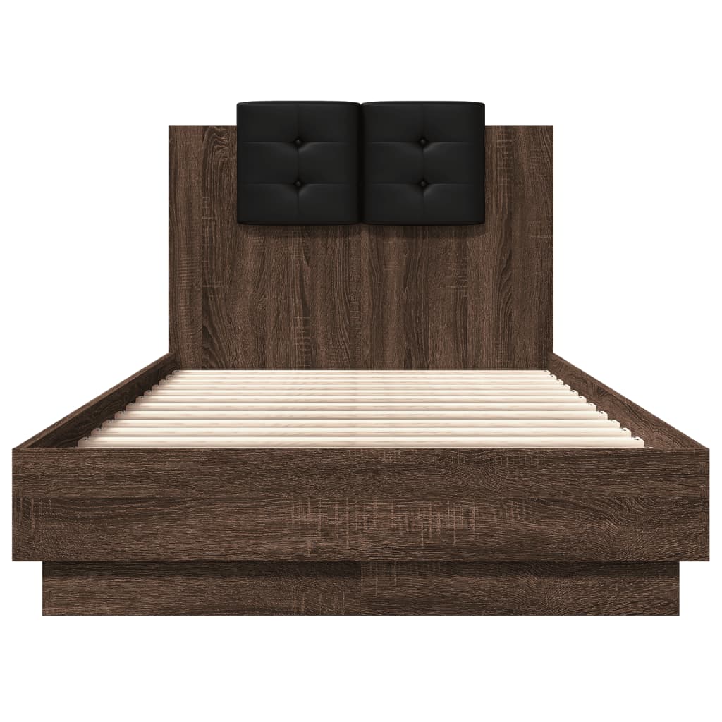 Cadre de lit avec LED sans matelas chêne marron 90x190 cm