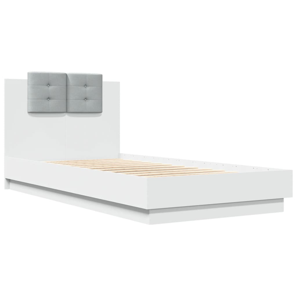 Cadre de lit avec LED sans matelas blanc 75x190 cm