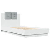 Cadre de lit avec LED sans matelas blanc 75x190 cm