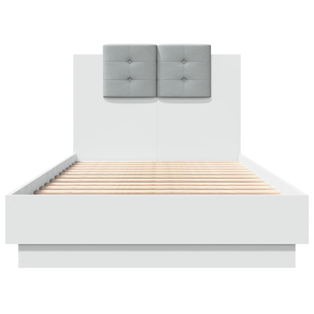 Cadre de lit avec LED sans matelas blanc 75x190 cm